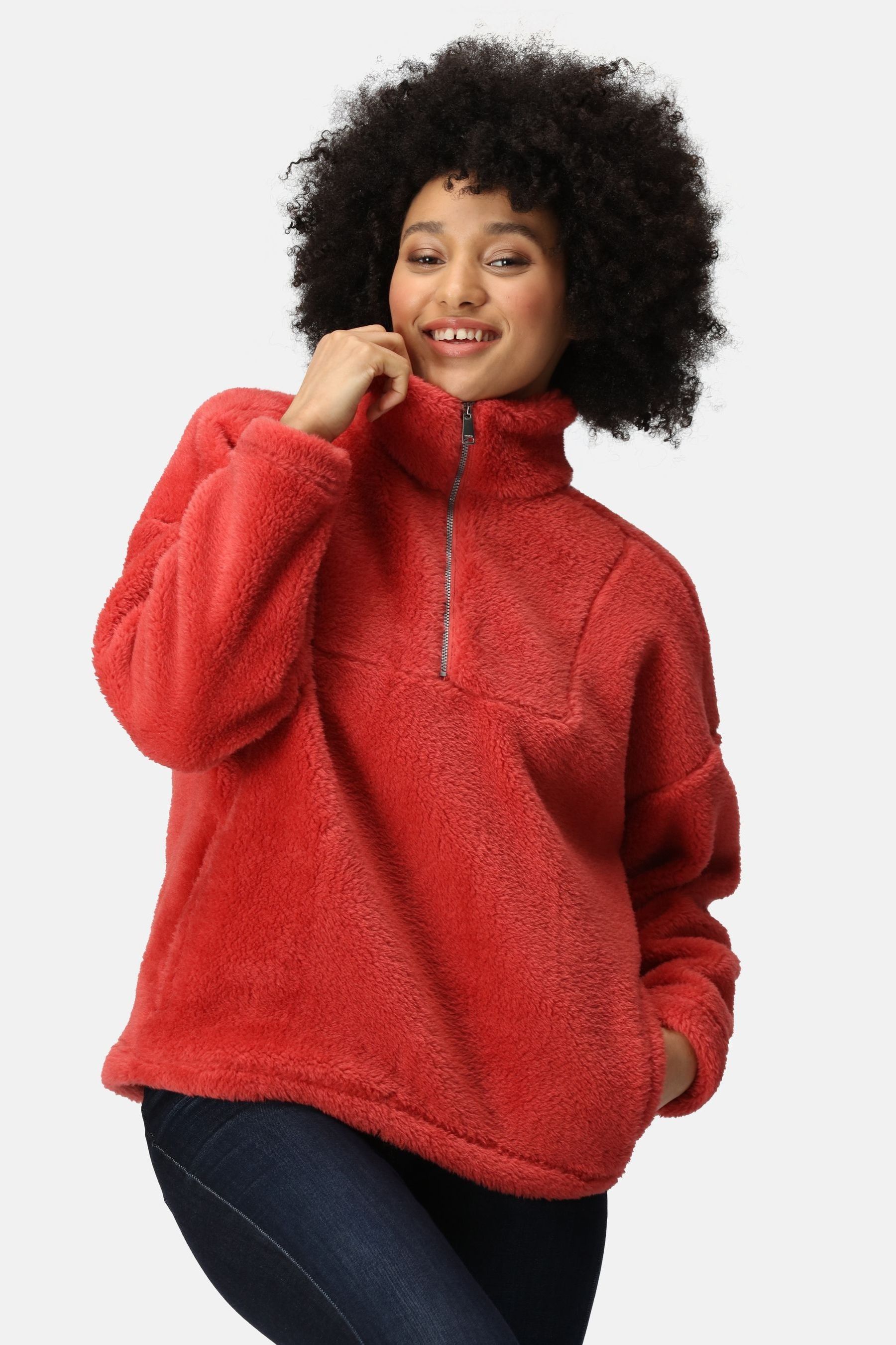 Half zip fluffy fleece on sale