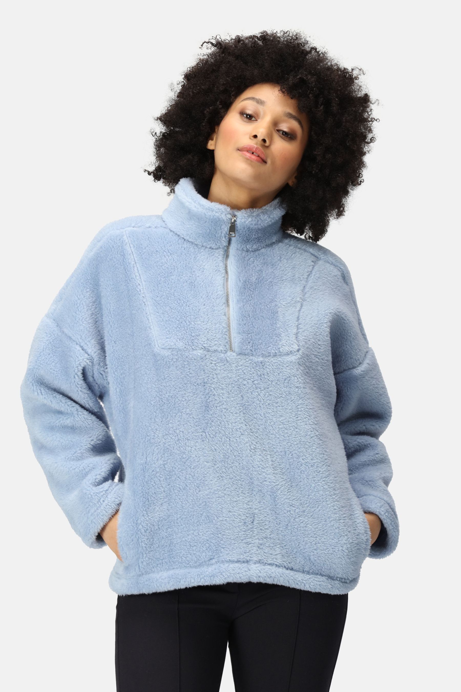 Half zip fluffy jacket hotsell