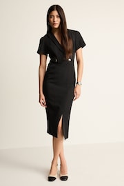 Black Tailored Crepe Midi Dress - Image 2 of 5