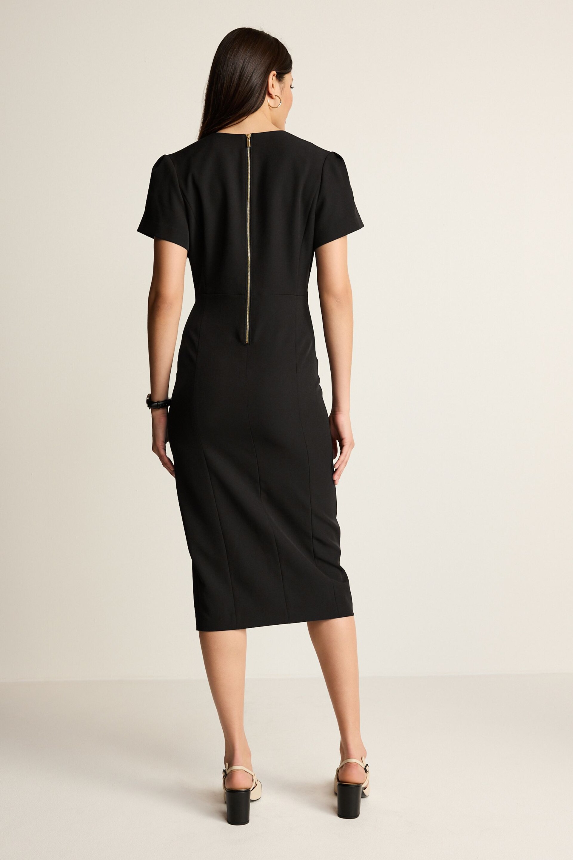Black Tailored Crepe Midi Dress - Image 3 of 5