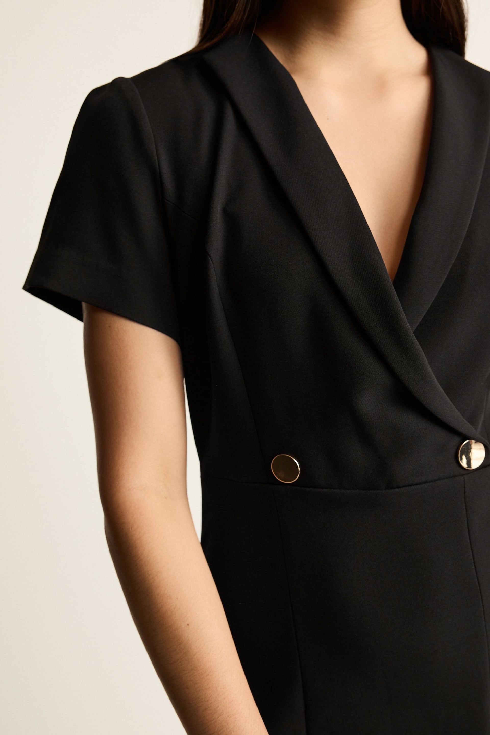 Black Tailored Crepe Midi Dress - Image 4 of 5