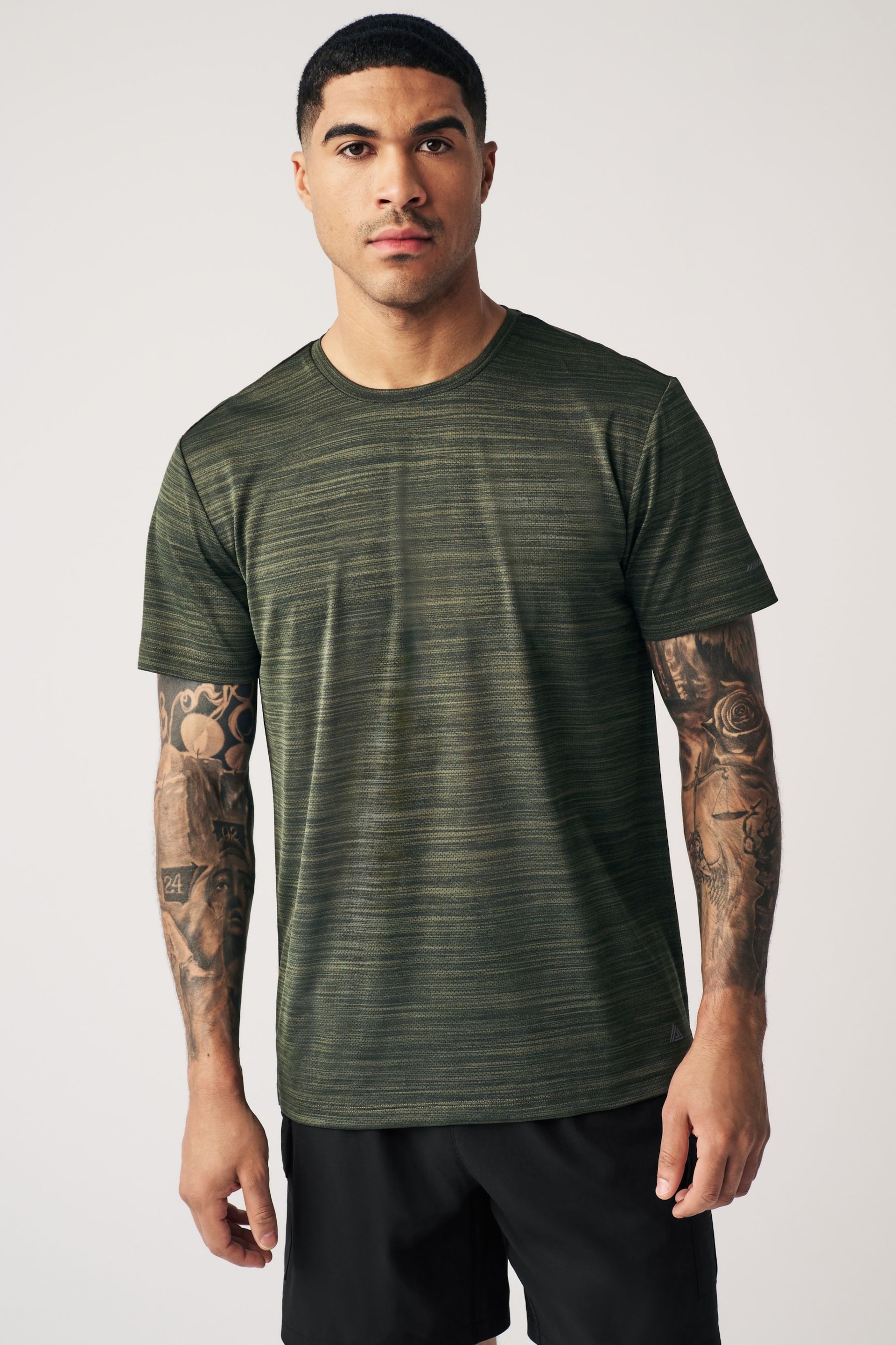 Khaki Green Active Mesh Training T-Shirt - Image 3 of 11