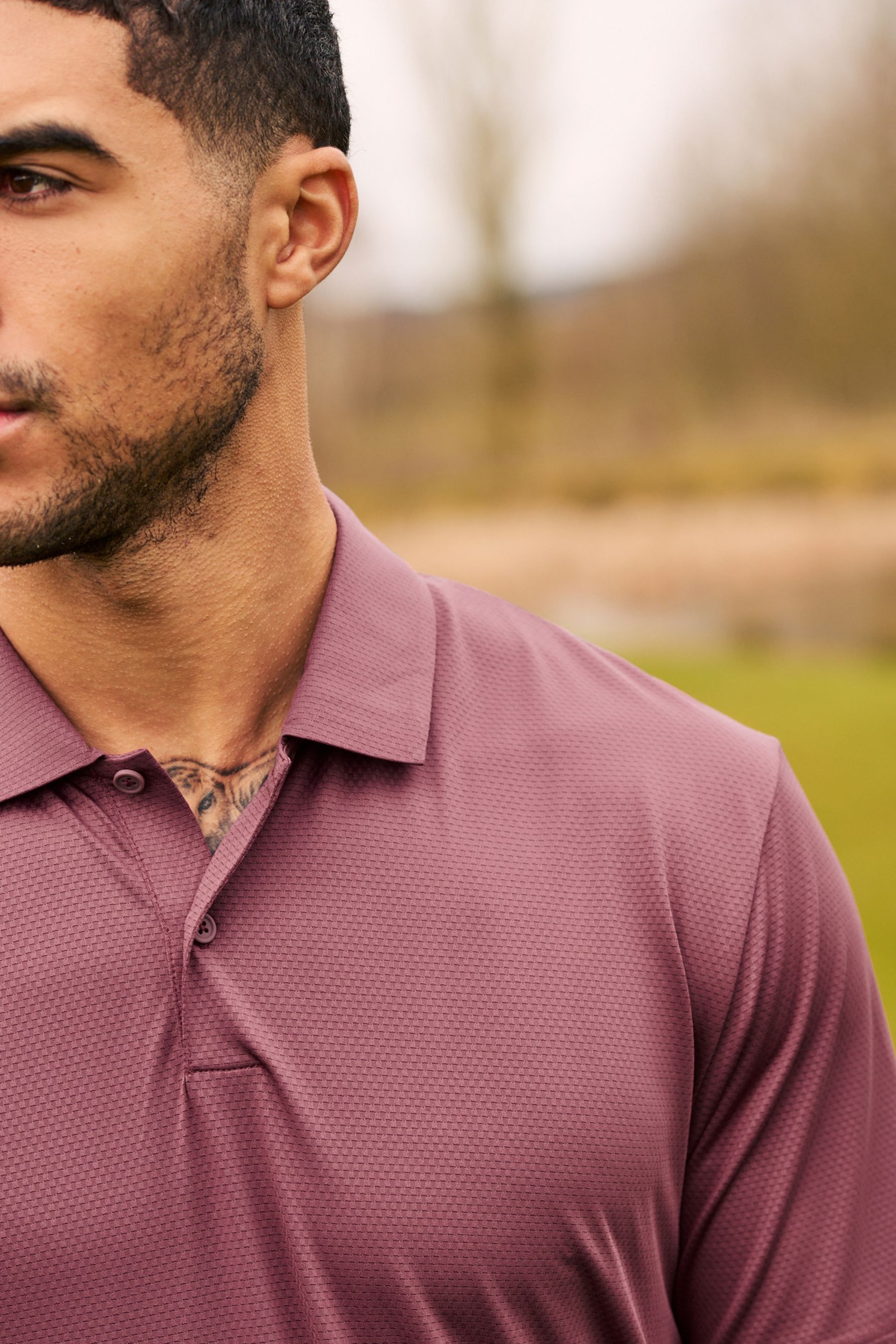 Pink Textured Golf Polo Shirt - Image 1 of 9
