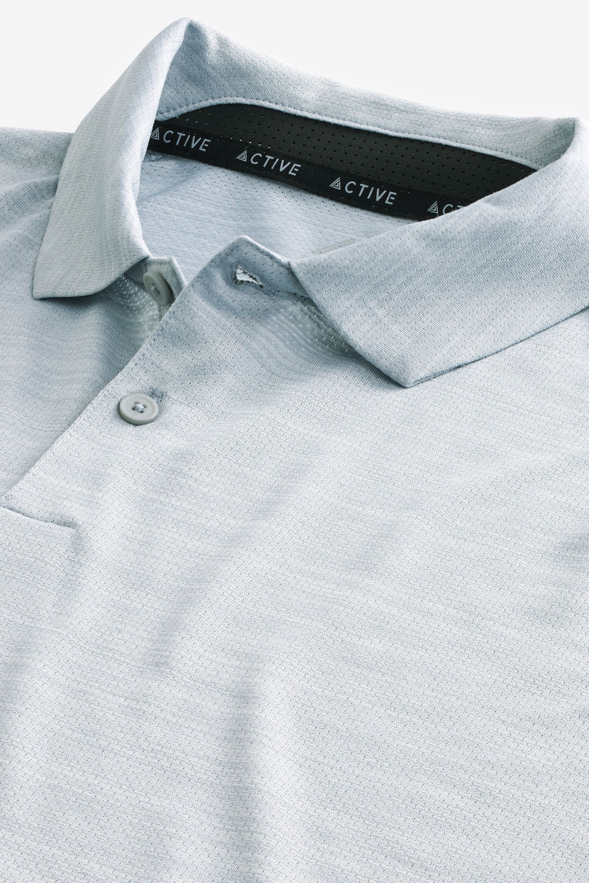 Light Grey Active Mesh Golf Polo Shirt - Image 8 of 9