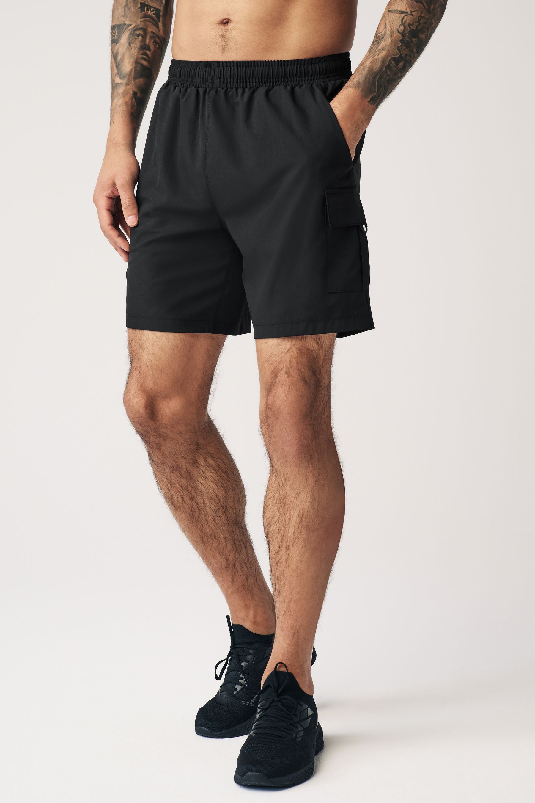 Buy Black Active Cargo Gym Sports Shorts from Next Ukraine
