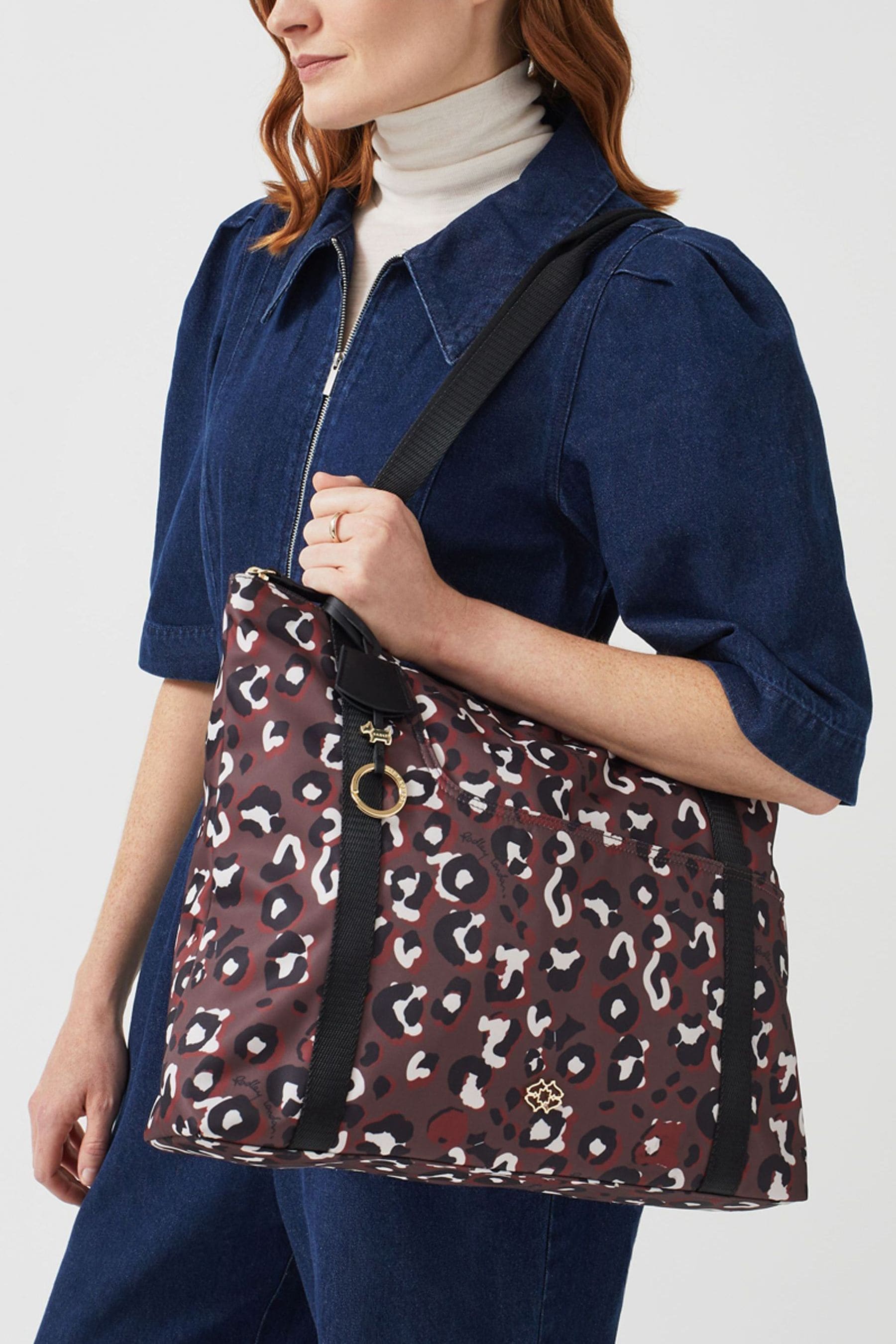 Buy Radley London Radley 24 7 Leopard Medium Zip Top Shoulder Brown Bag from Next Ireland