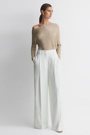 Reiss White Lillie Mid Rise Wide Leg Trousers - Image 3 of 5