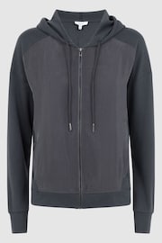 Reiss Charcoal Penny Hybrid Zip-Through Hoodie - Image 2 of 4