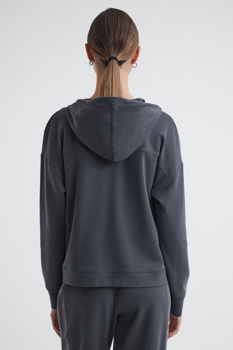 Reiss Charcoal Penny Hybrid Zip-Through Hoodie - Image 4 of 4