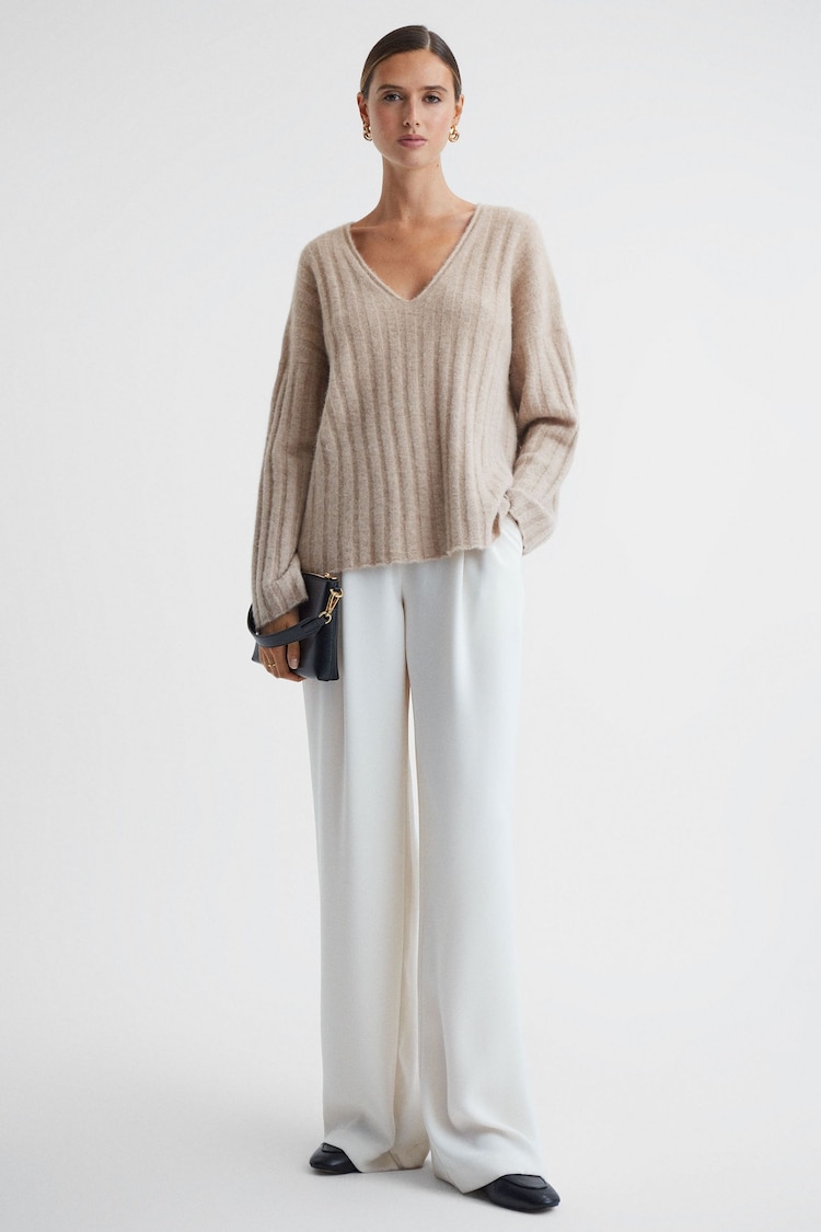 Reiss Nude Margot Ribbed Jumper - Image 1 of 5