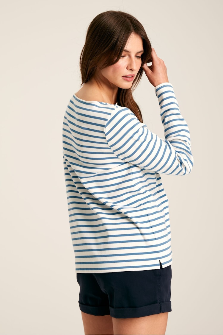 Joules New Harbour Cream & Blue Striped Boat Neck Breton Top - Image 2 of 6