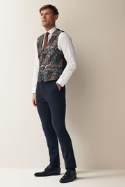 Multi Coloured Burgundy Red Paisley Occasion Waistcoat - Image 3 of 11