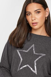 Long Tall Sally Grey Sequin Star Long Sleeve Top - Image 4 of 4