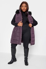 Yours Curve Purple Midi Padded Gilet - Image 3 of 4