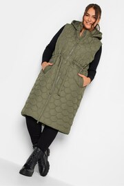 Yours Curve Green Quilted Lightweight Longline Padded Gilet - Image 3 of 5