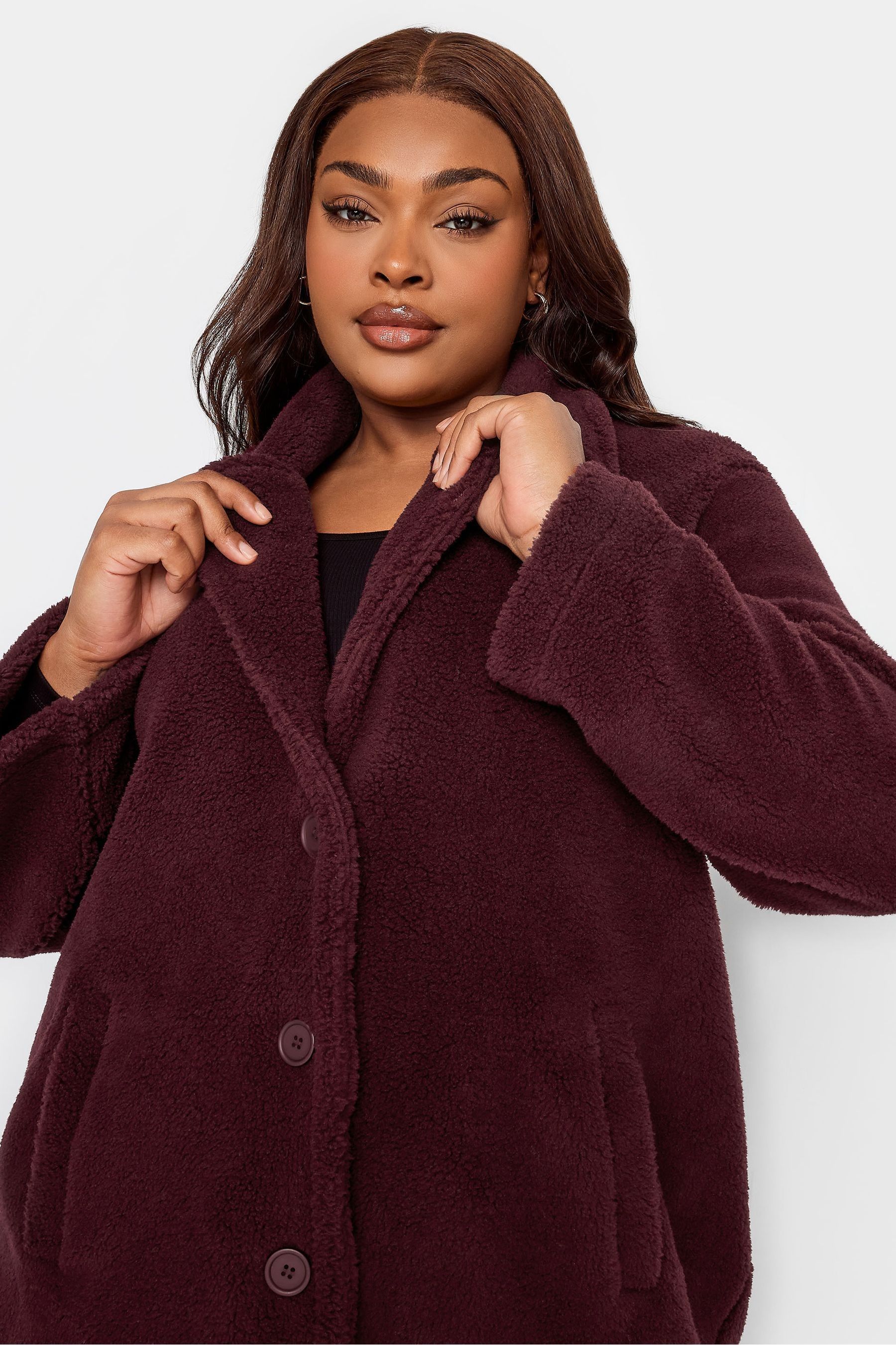 Red faux fur coat womens hot sale