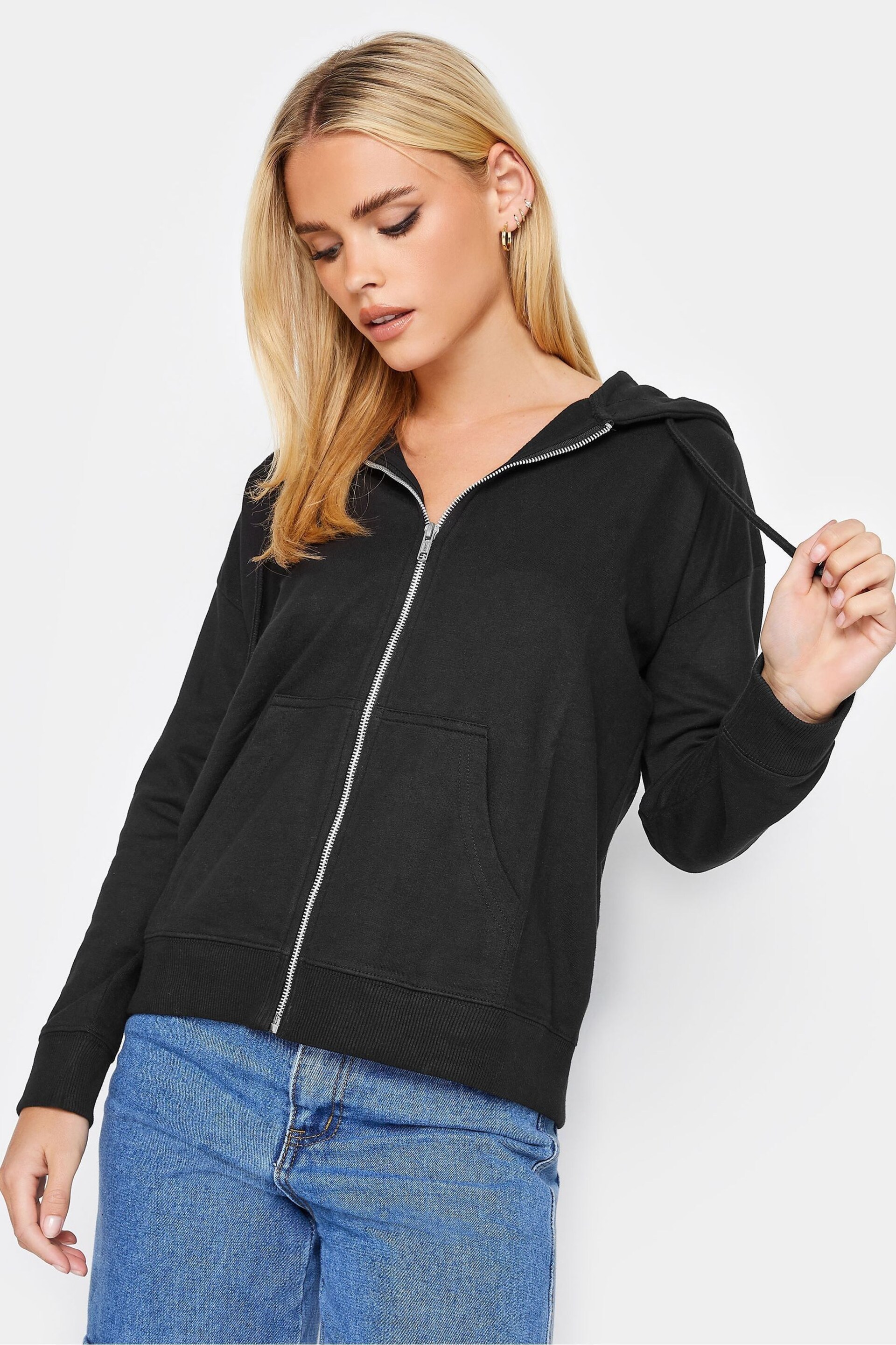 PixieGirl Petite Black Zip Through Hoodie - Image 1 of 5