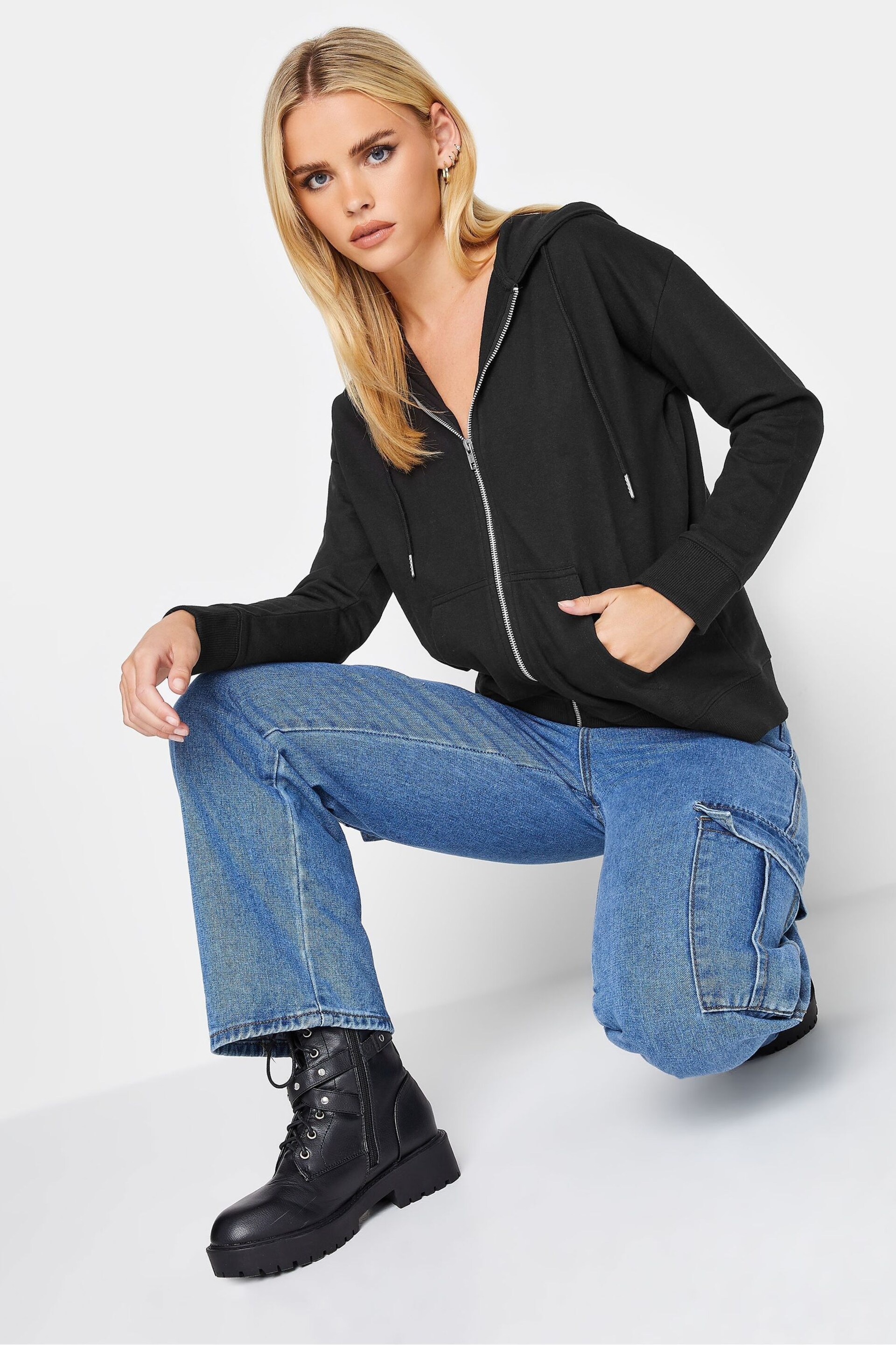 PixieGirl Petite Black Zip Through Hoodie - Image 4 of 5