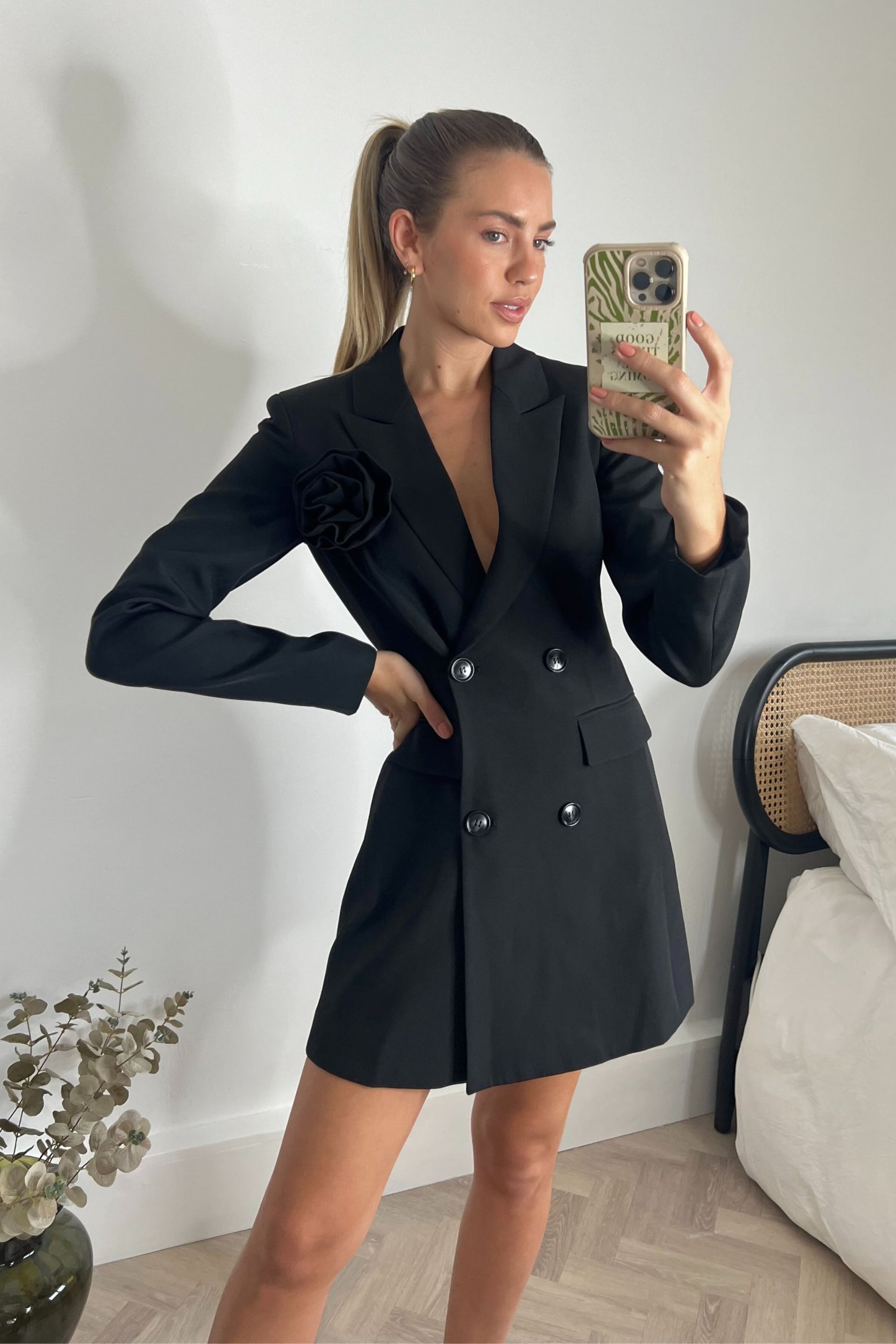 Style Cheat Black Avalee Corsage Blazer Dress - Image 1 of 4