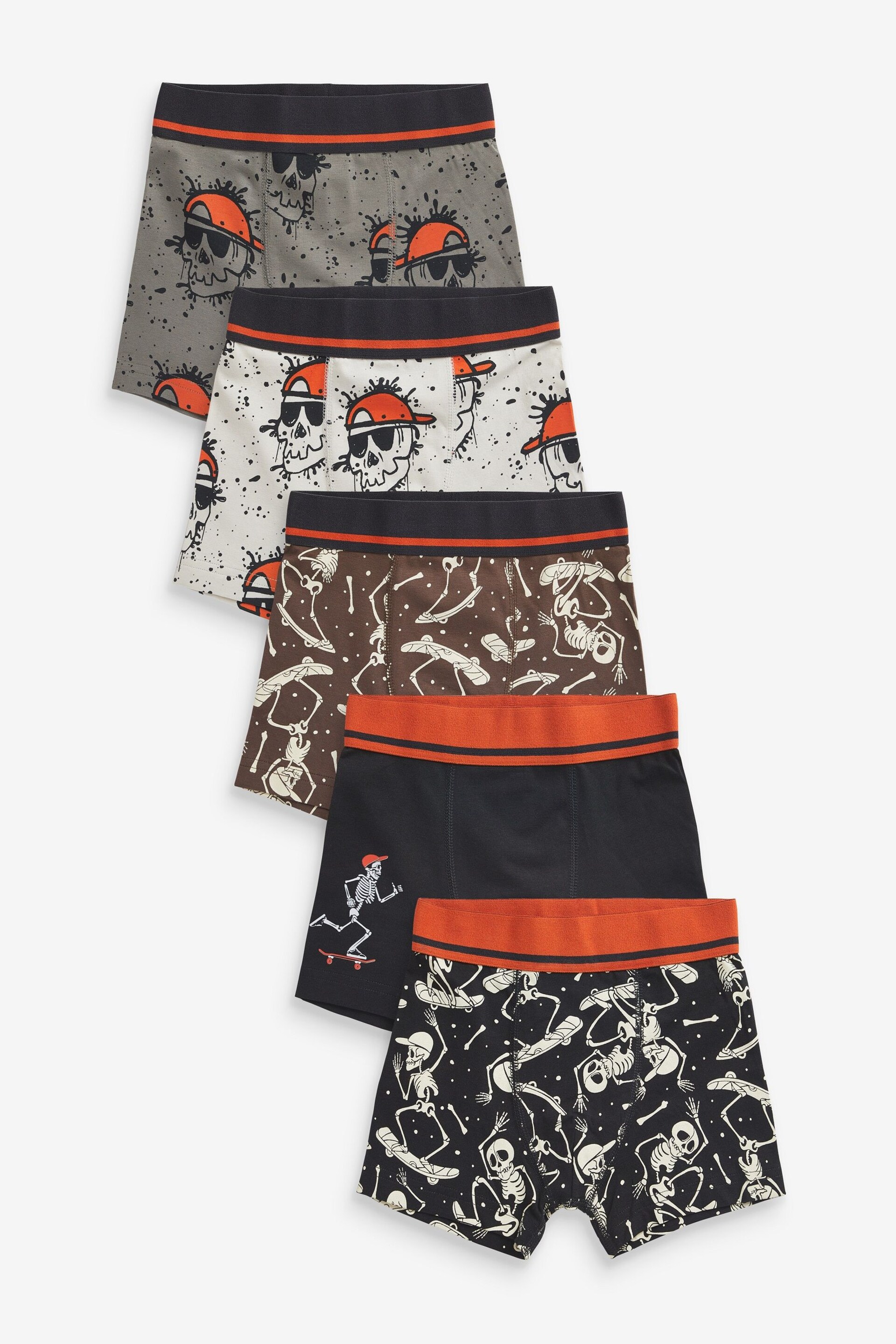 Skull Print Trunks 5 Pack (2-16yrs) - Image 1 of 8