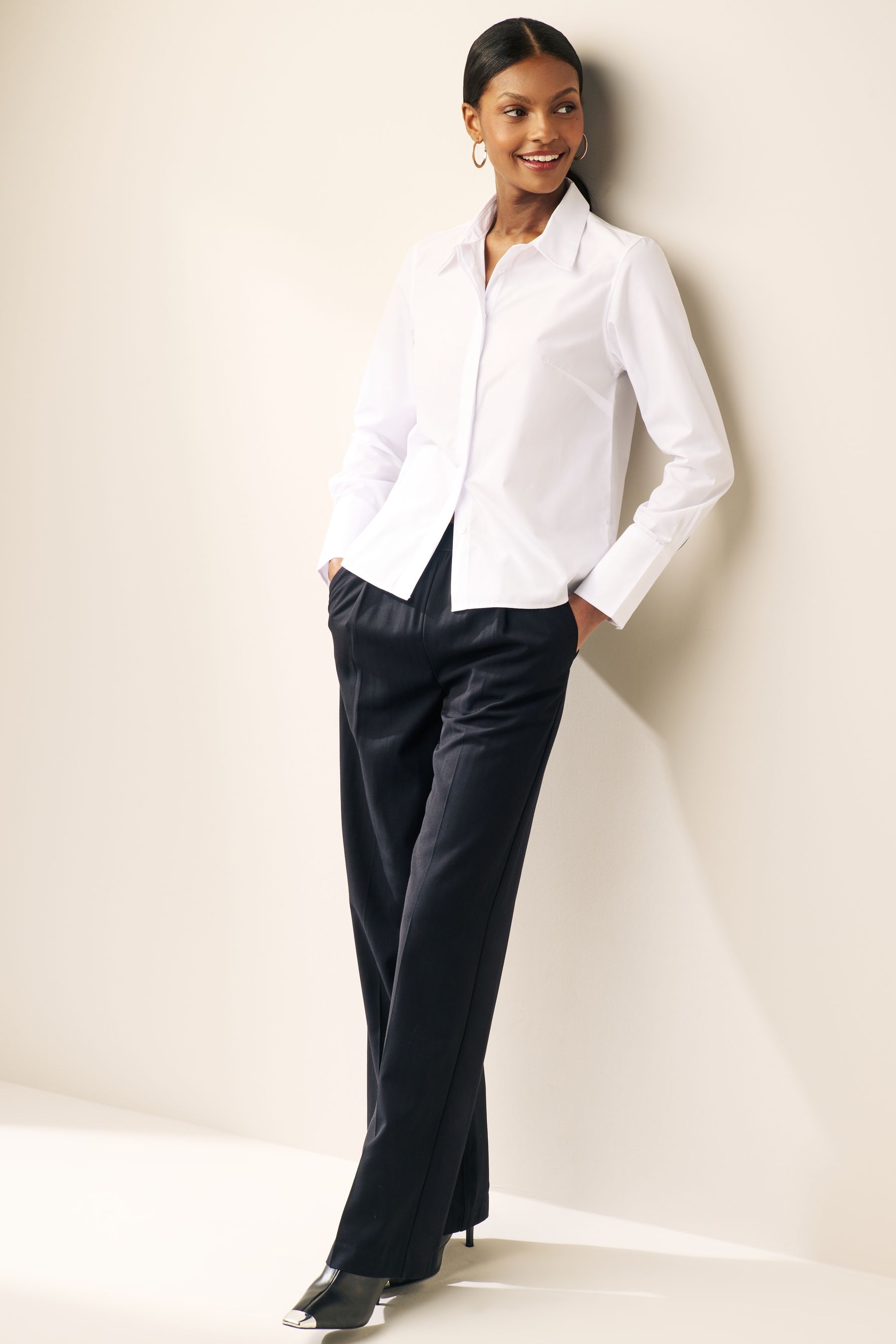 Buy White Fitted Collared Long Sleeve Shirt from the Next UK online shop
