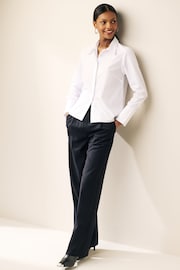 White Fitted Collared Long Sleeve Shirt - Image 1 of 7
