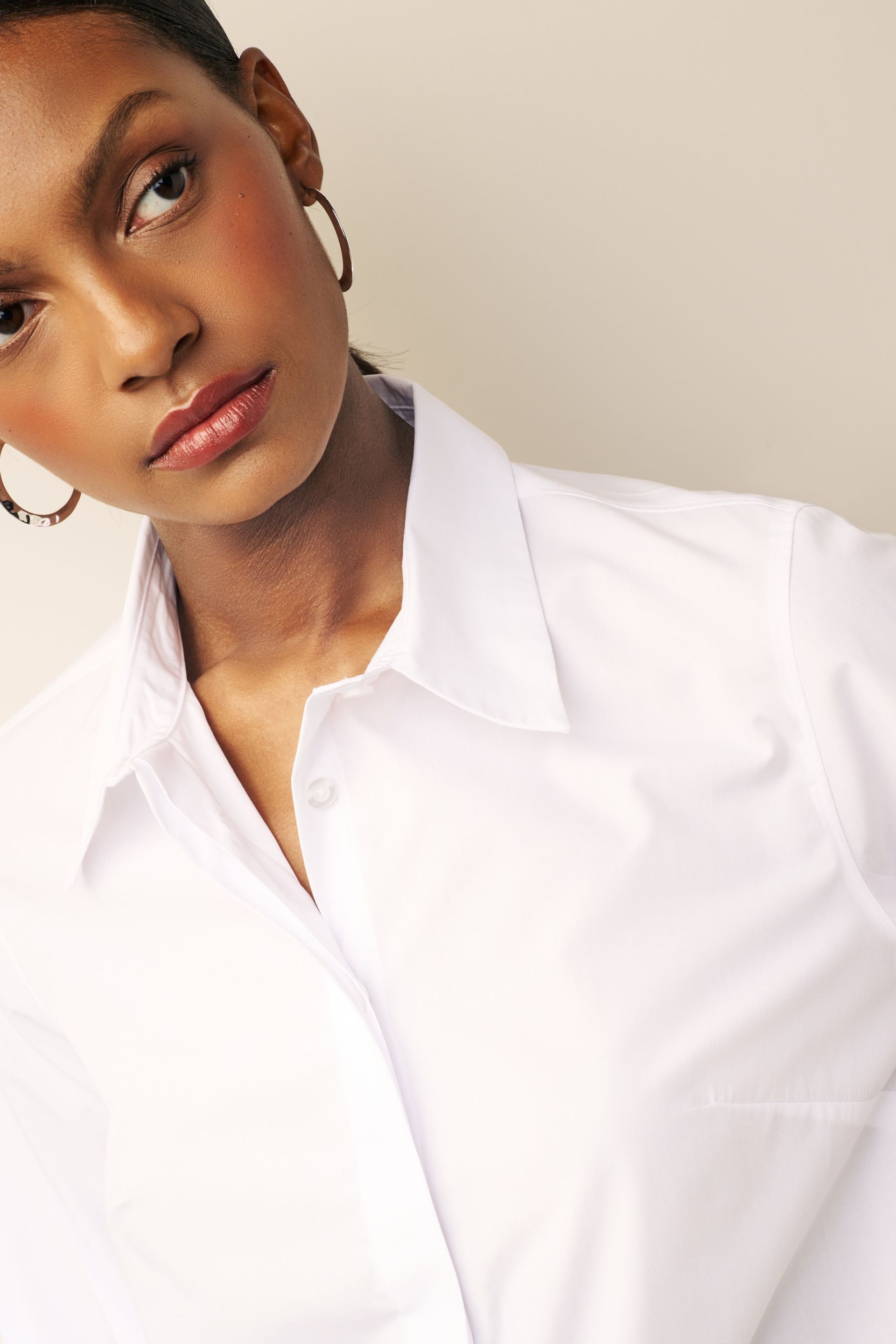 White Fitted Collared Long Sleeve Shirt - Image 4 of 7