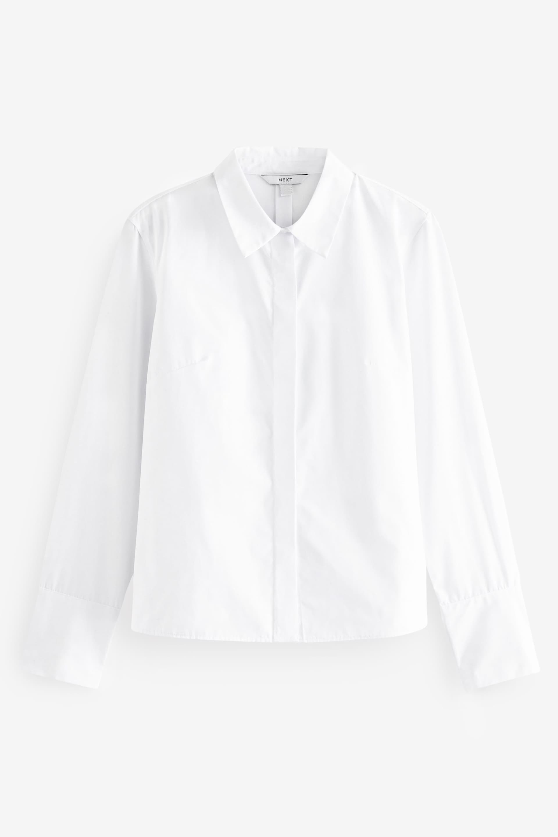 White Fitted Collared Long Sleeve Shirt - Image 6 of 7