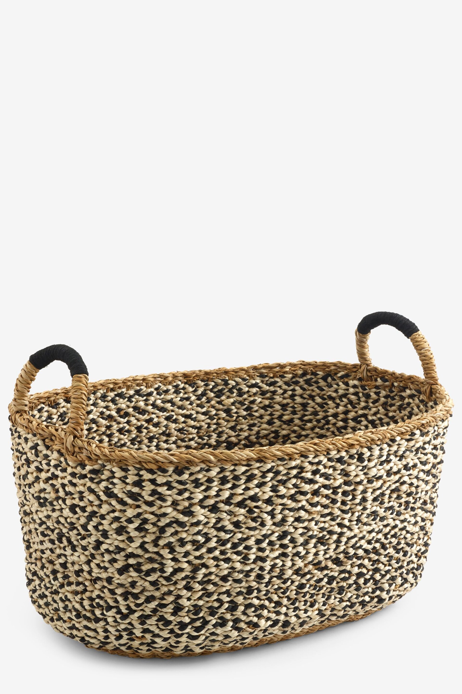 Monochrome Seagrass Bag Laundry Basket - Image 4 of 4