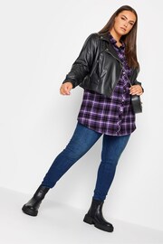 Yours Curve Black Check Brushed Boyfriend Shirt - Image 2 of 4