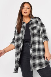 Yours Curve Black/White Check Brushed Boyfriend Shirt - Image 1 of 5