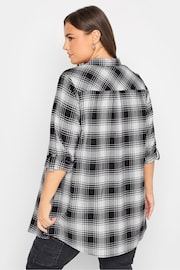 Yours Curve Black/White Check Brushed Boyfriend Shirt - Image 2 of 5