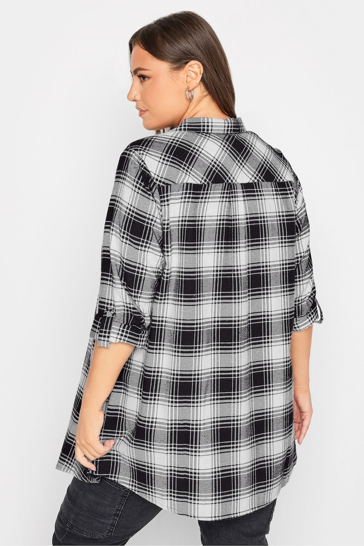 Yours Curve Black/White 100% Cotton Check Brushed Boyfriend Shirt - Image 2 of 5