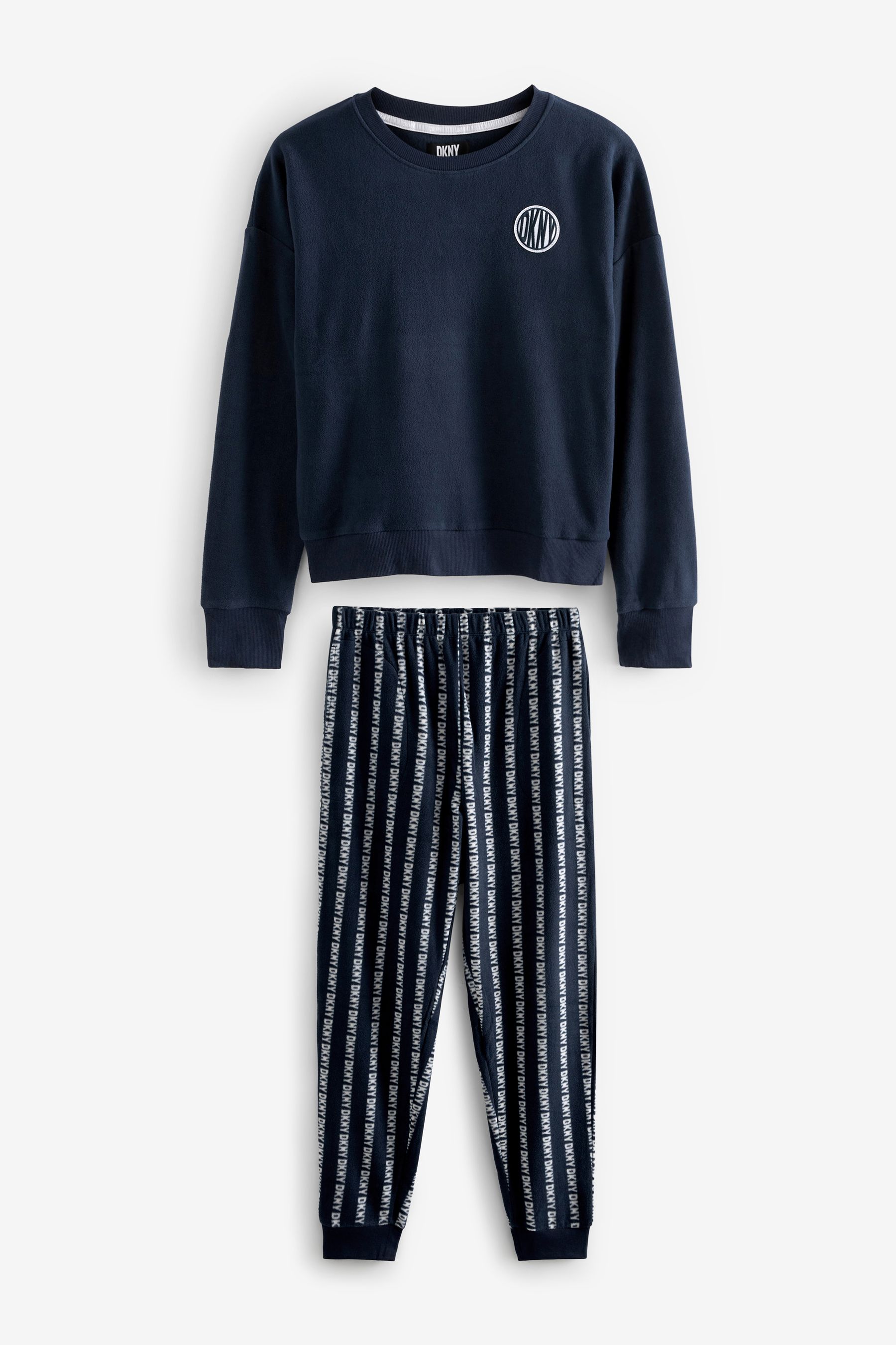 Buy DKNY Blue Gift Better Long Sleeve Top and Joggers Fleece Pyjamas Set from Next Luxembourg