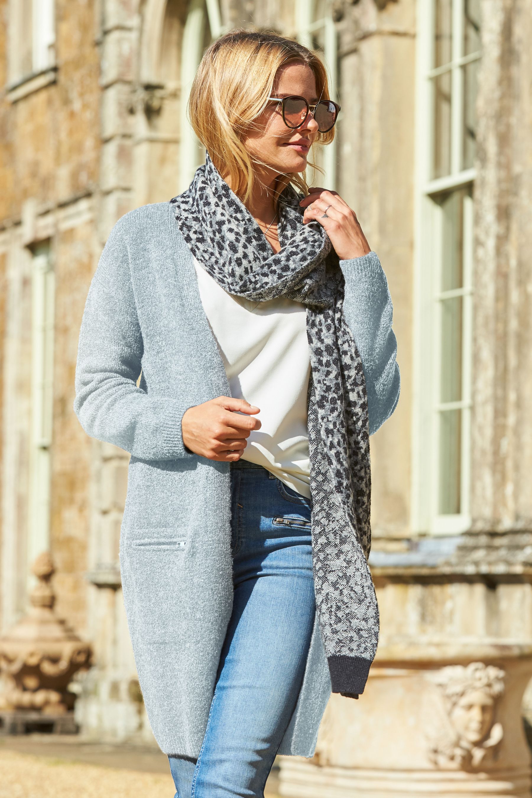 Pale blue longline cardigan cheap