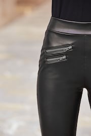 Sosandar Black Leather Look Premium Leggings - Image 4 of 4