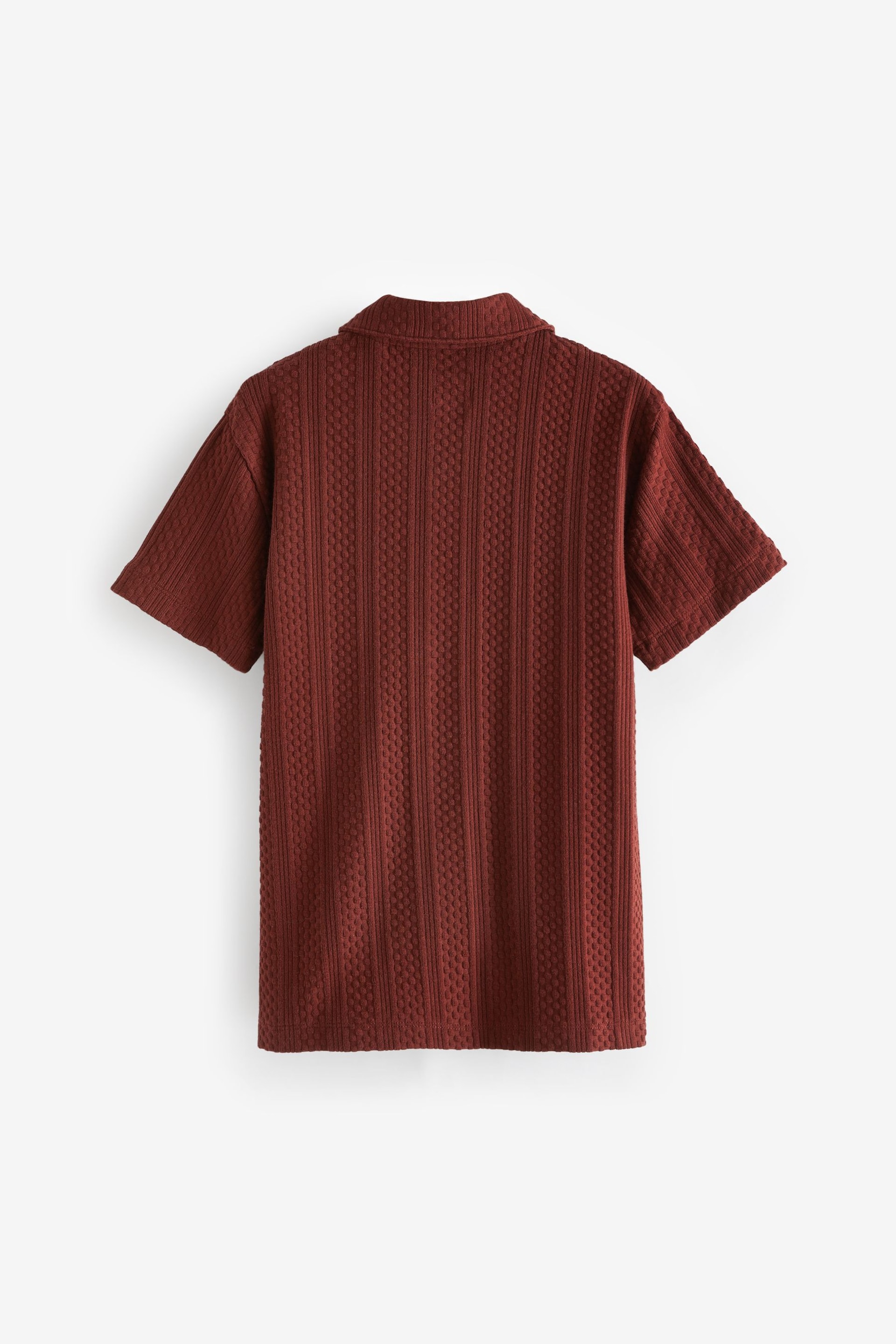 Red Textured Short Sleeve Shirt (3-16yrs) - Image 2 of 3