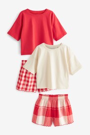 Red/ White Woven Check Pyjamas 2 Pack (3-16yrs) - Image 1 of 5