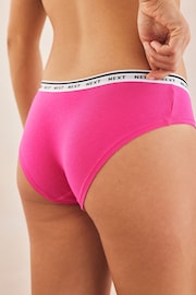 Pink/Stripe/Lime Green Short Cotton Rich Logo Knickers 4 Pack - Image 3 of 5