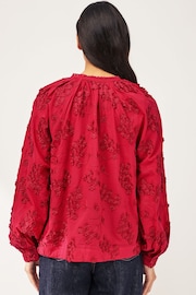 Red Tie Neck Floral Blouse - Image 3 of 7