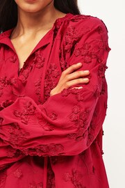 Red Tie Neck Floral Blouse - Image 5 of 7