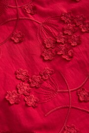 Red Tie Neck Floral Blouse - Image 7 of 7