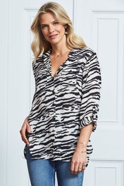 Sosandar Black Zebra Print Relaxed Casual Shirt - Image 2 of 5