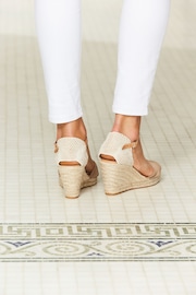 Sosandar Natural Tie Ankle Mid Wedge Canvas Espadrilles - Image 2 of 3