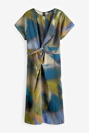 Blue Blur Print Twist Waist Short Sleeve Midi Dress - Image 5 of 6