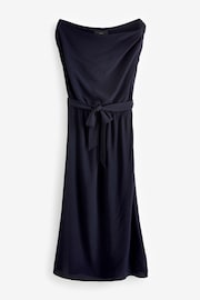 Navy Blue Sleeveless Knot Shoulder Column Maxi Dress - Image 4 of 5