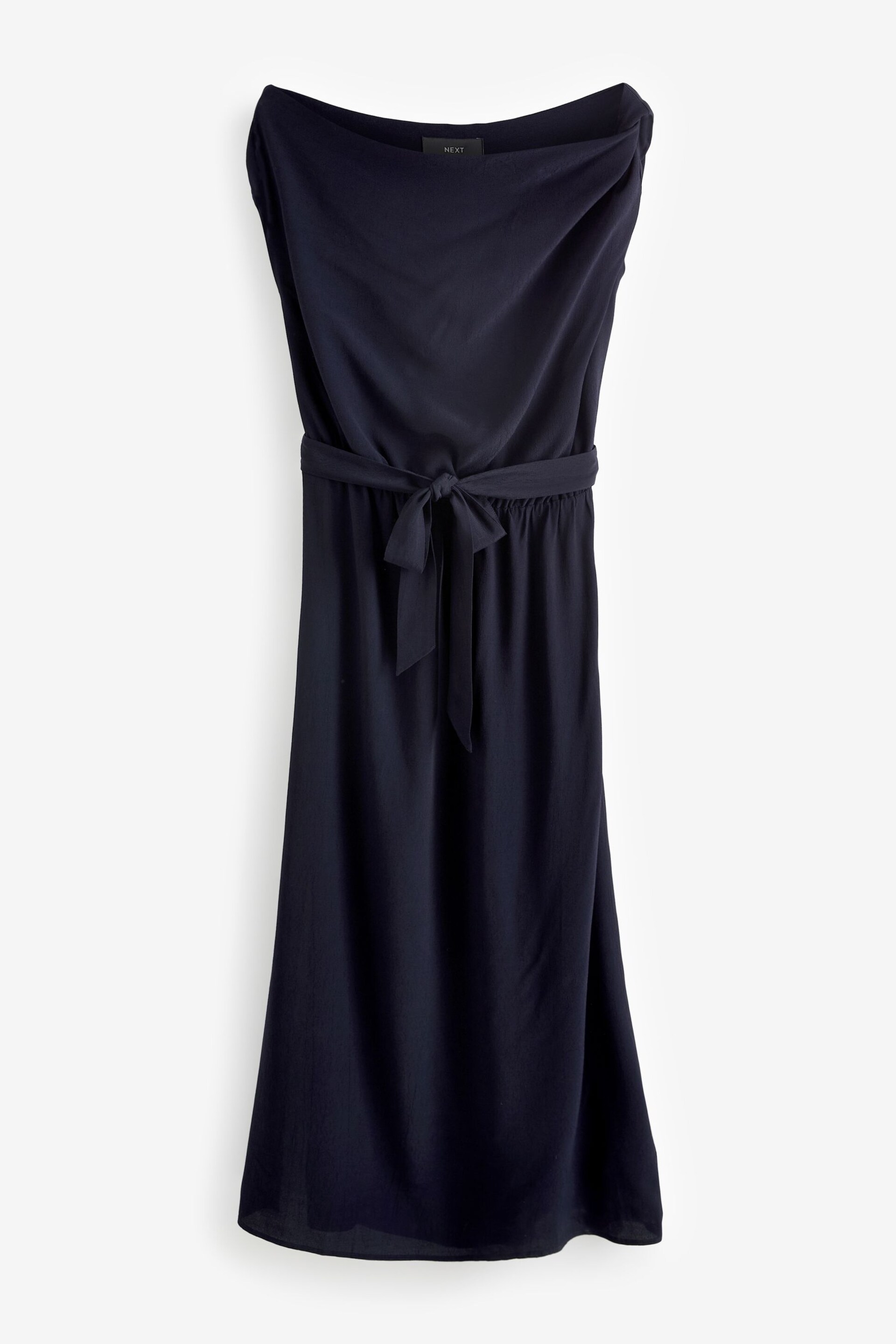 Navy Blue Sleeveless Knot Shoulder Column Maxi Dress - Image 4 of 5