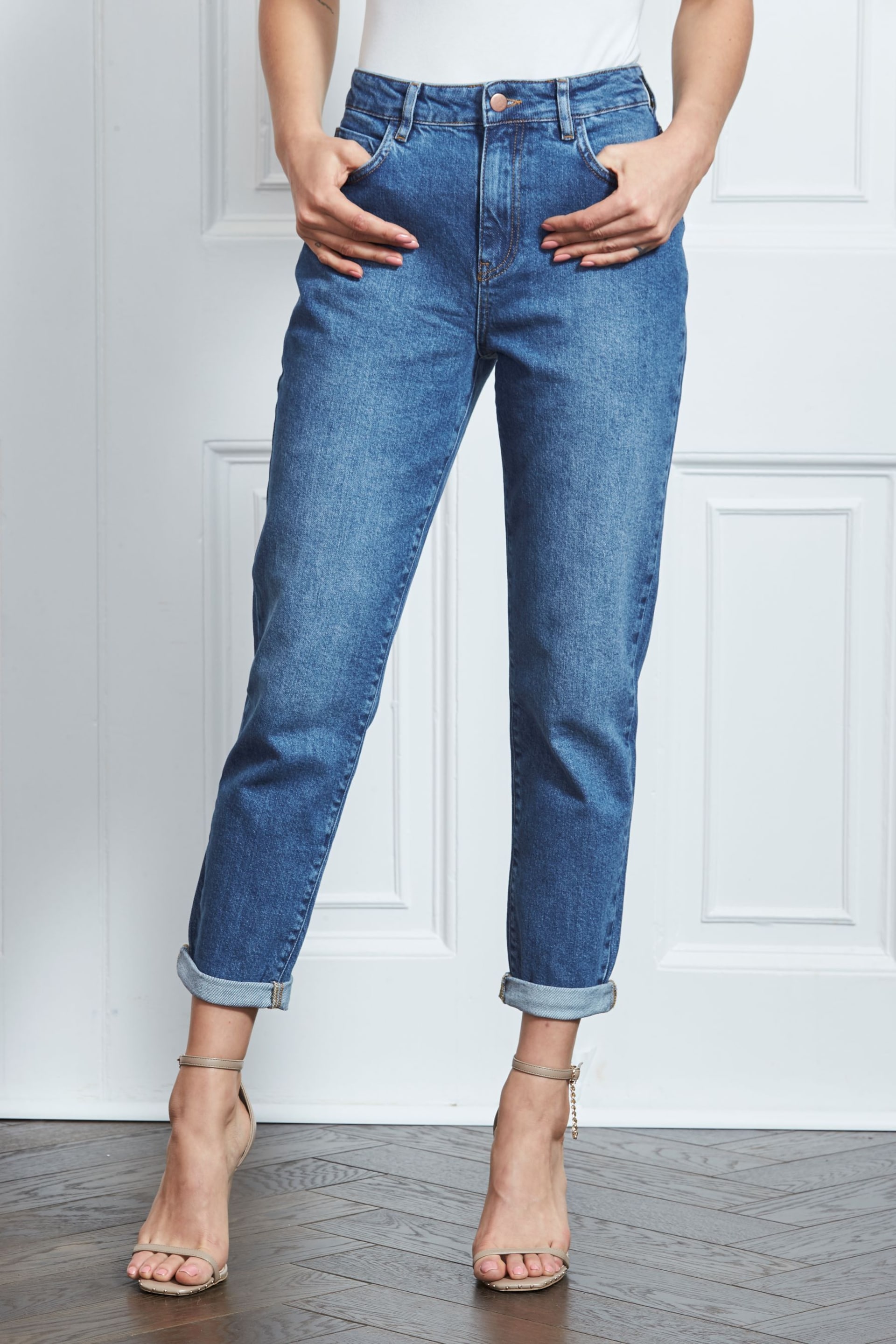 Sosandar Blue Denim Tall Slim Leg Mom Jeans - Image 2 of 5