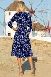 Sosandar Dark Blue white Midi Shirt Dress - Image 2 of 4