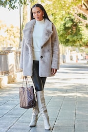 Sosandar Natural Faux Fur Coat - Image 1 of 5